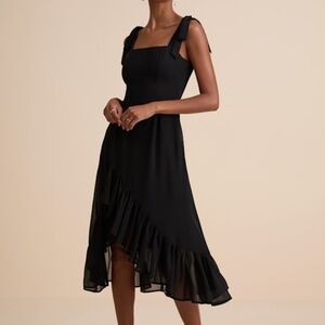 Lulus Tamryn Black Asymmetrical Ruffled Midi Dress - Size XL